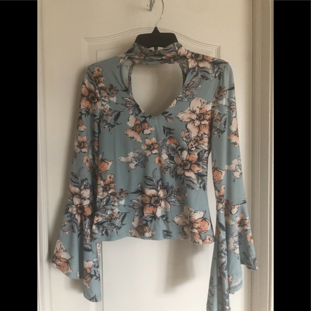 Bell Sleeve Cutout Top